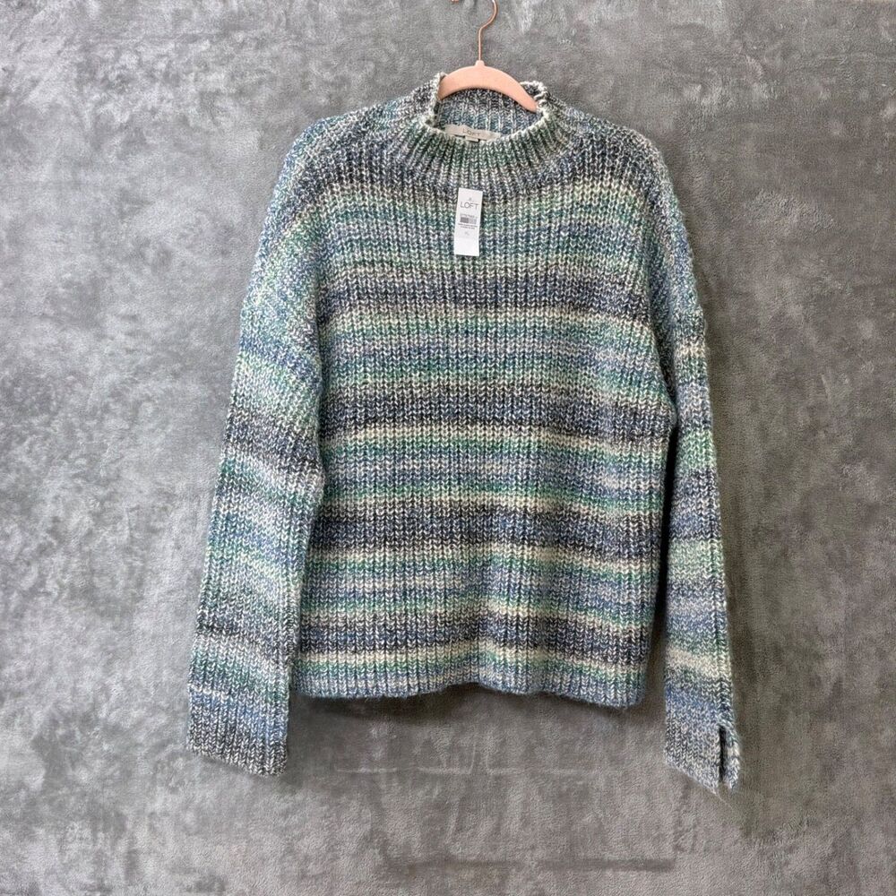 NEW LOFT Women's XL Multicolor Striped wool blend  Knit Pullover Jumper Sweater